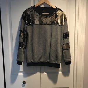 TYLI grey sweater with golden sequins size S